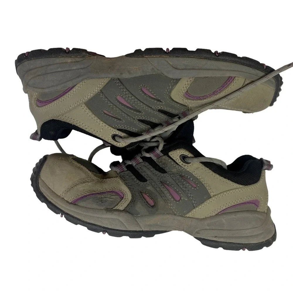 WORX Women Steel Toe Shoes Size 7 Gray Purple Red‎ Work Hiking Sneakers